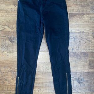 Express Black Skinny Pants with Gold Zippers